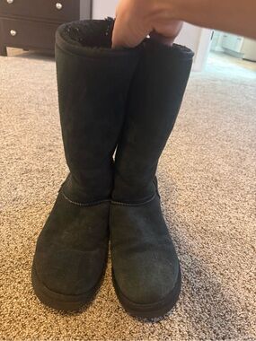 UGG Black Plush Shearling-Lined Boots